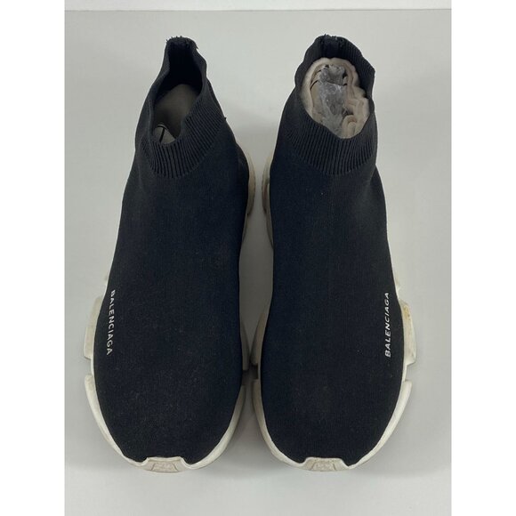 Balenciaga Speed Trainer Sneakers Black/White Men's C366 - Picture 2 of 8